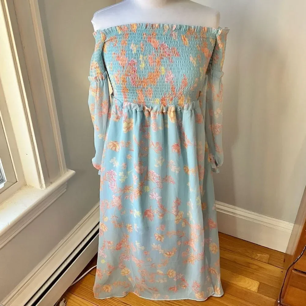 French Connection Strapless “Diana” Dress, 10, Light Blue, NWT. Boho, Softgirl